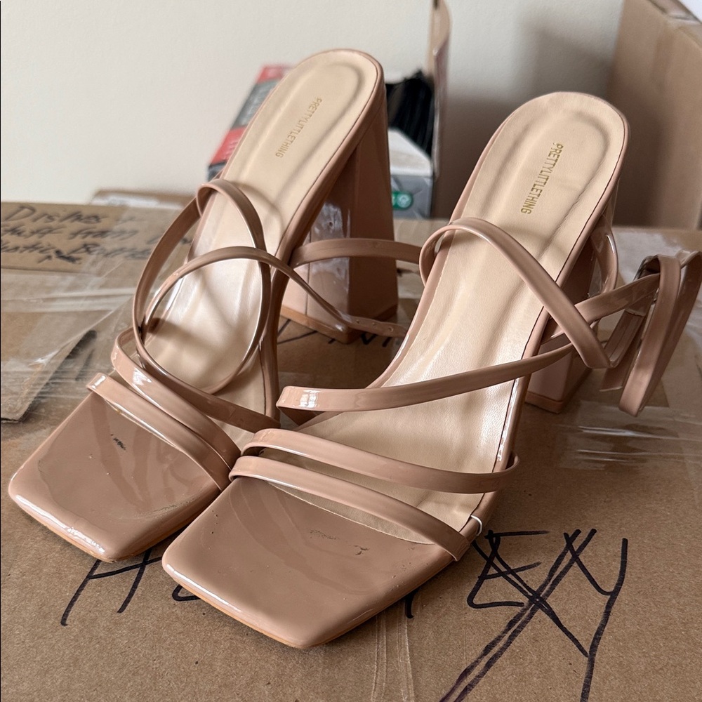 Strappy Nude Block Heel Sandals